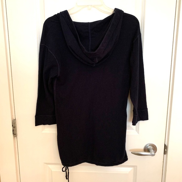 Hollister V-Neck Hoodie Top 3/4 Sleeve Navy Blue Size Medium - Picture 11 of 14